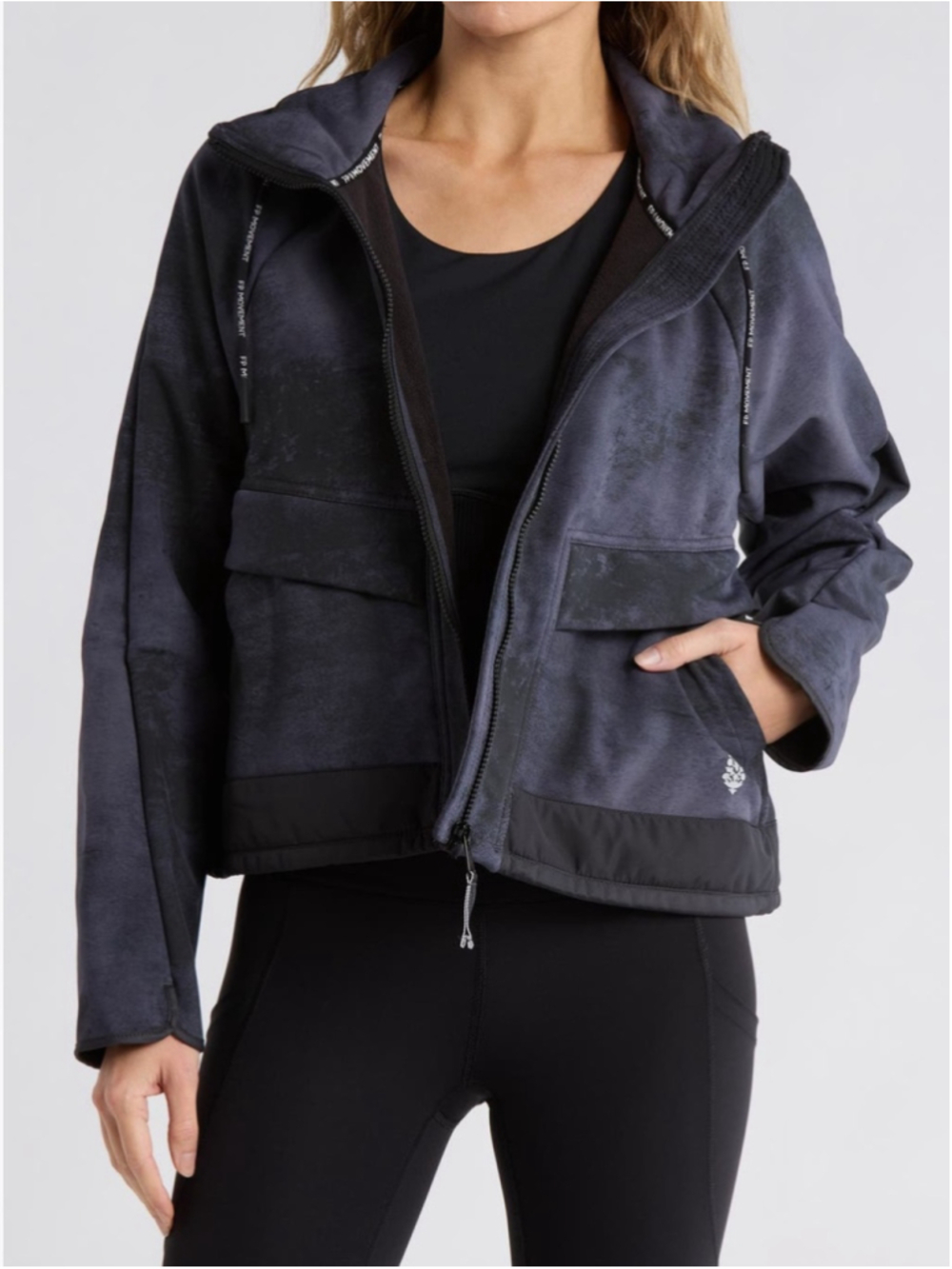 Free people Movement Canyon Crashin’ Textured Full Zip Active Jacket Sz Small